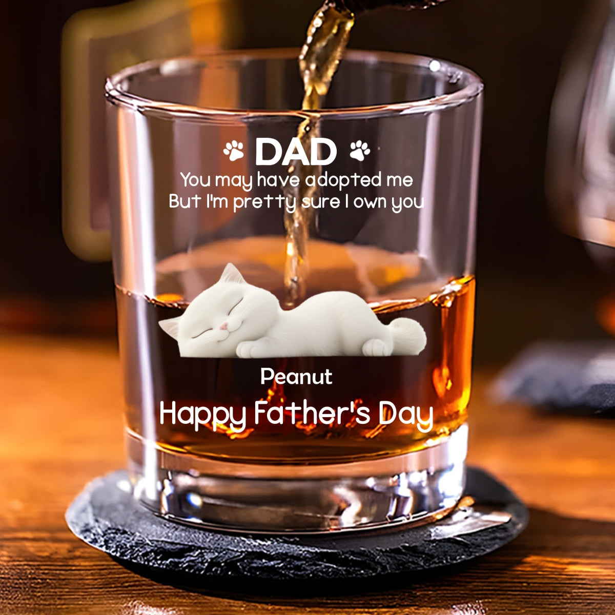 I Own You For Sure Cat Ver - Personalized Whiskey Glass