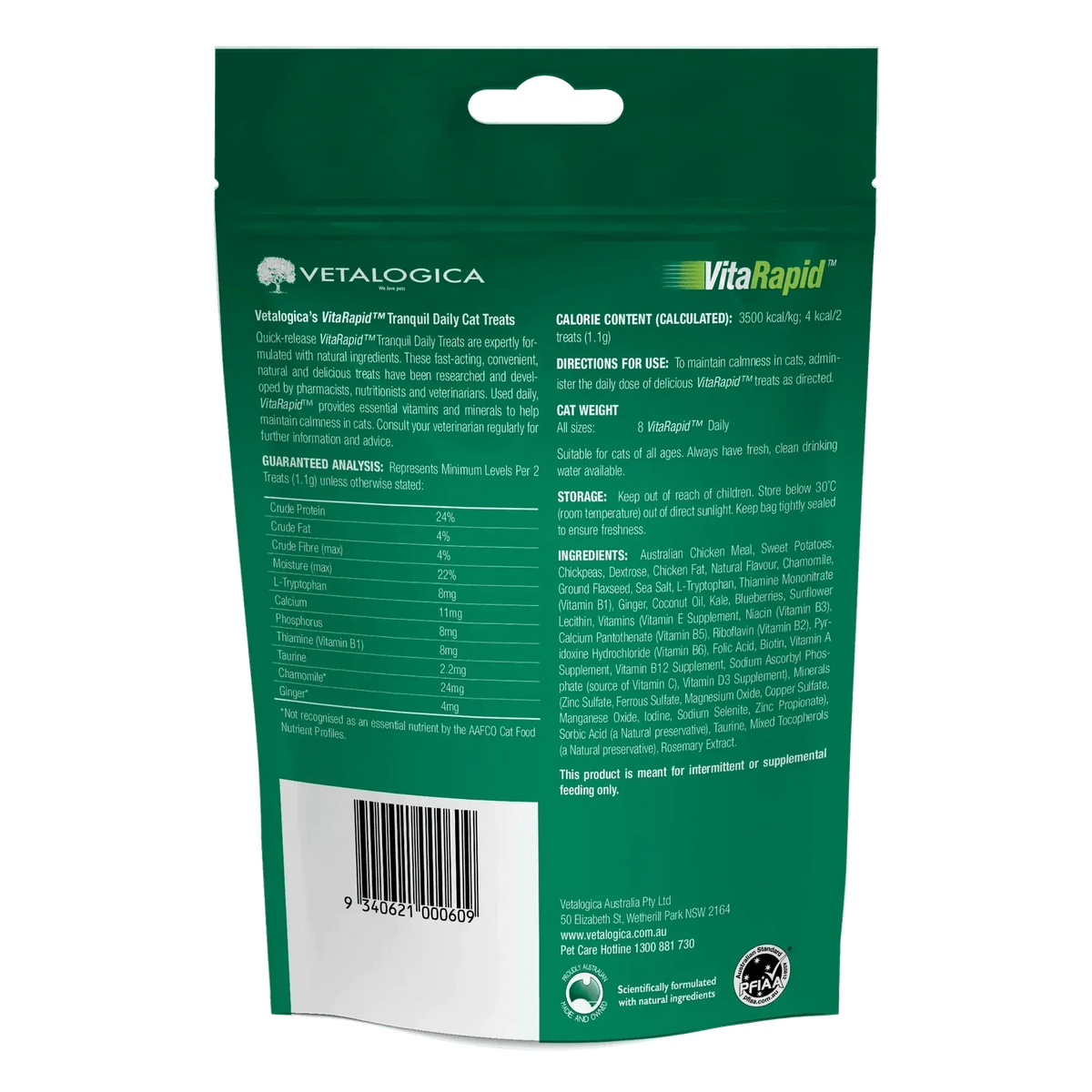 Vetalogica VitaRapid Tranquil Treats for Cats 100gm