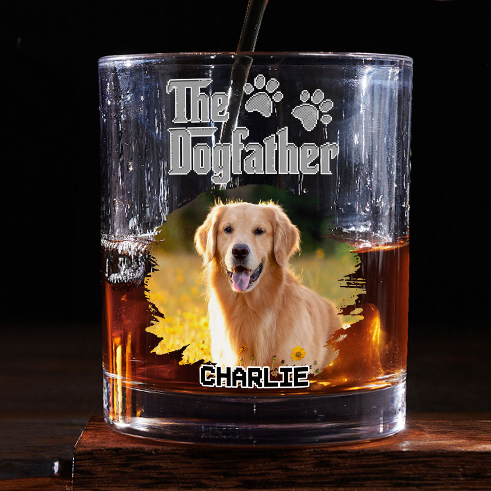 Dog Dad Boss Photo - Personalized Whiskey Glass
