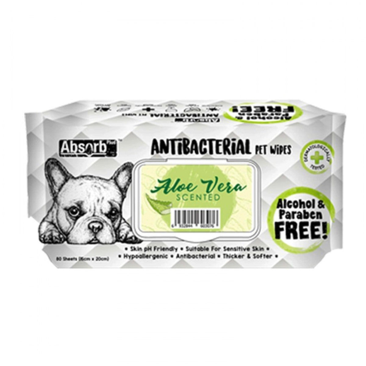 Absorb Plus Antibacterial Pet Wipes 80 Sheets 20 X 15cm