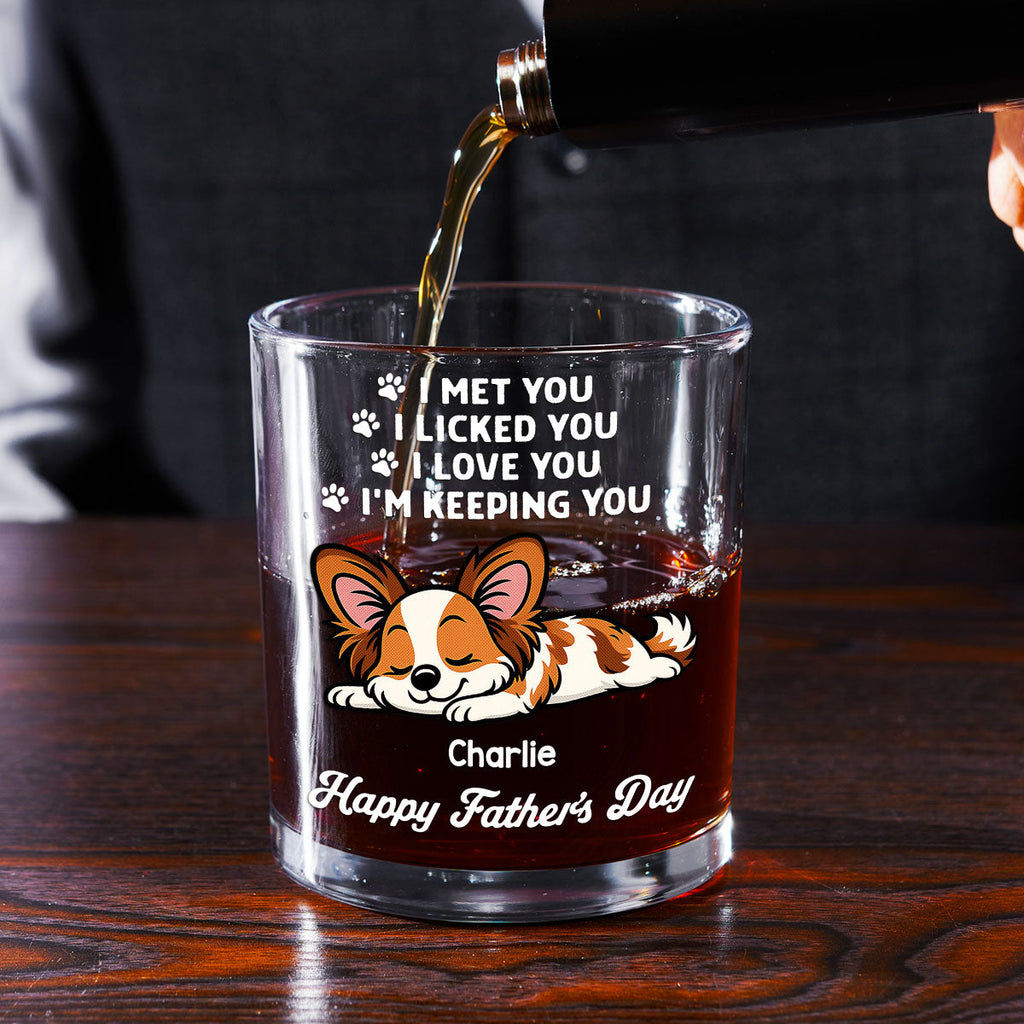 Retro Dog Sleeping Lick You - Personalized Whiskey Glass
