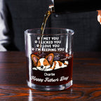 Retro Dog Sleeping Lick You - Personalized Whiskey Glass