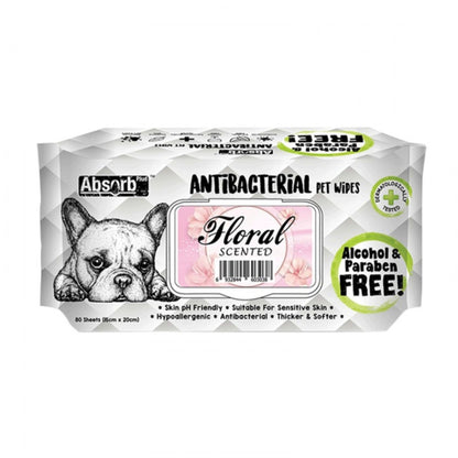 Absorb Plus Antibacterial Pet Wipes 80 Sheets 20 X 15cm