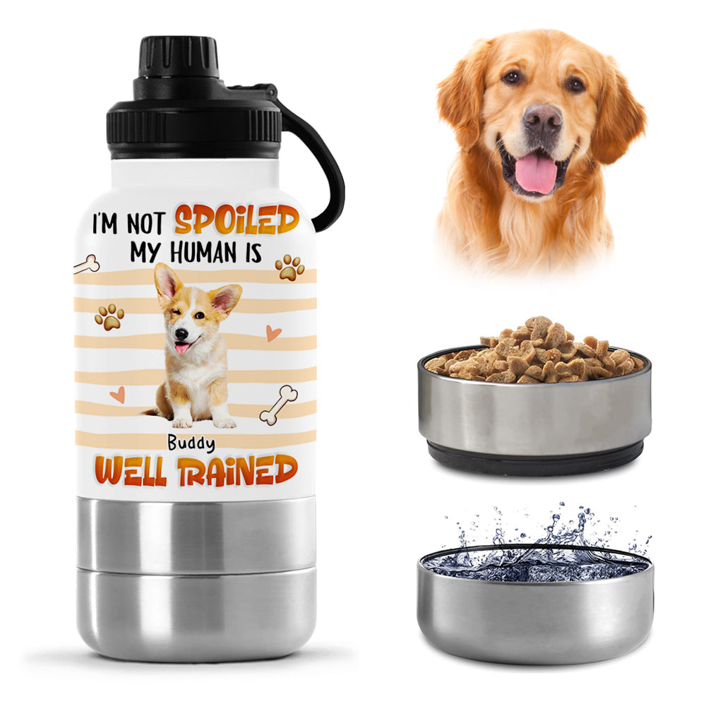 Well Trained Photo - Personalized 30oz Water Bottle With Pet Bowl