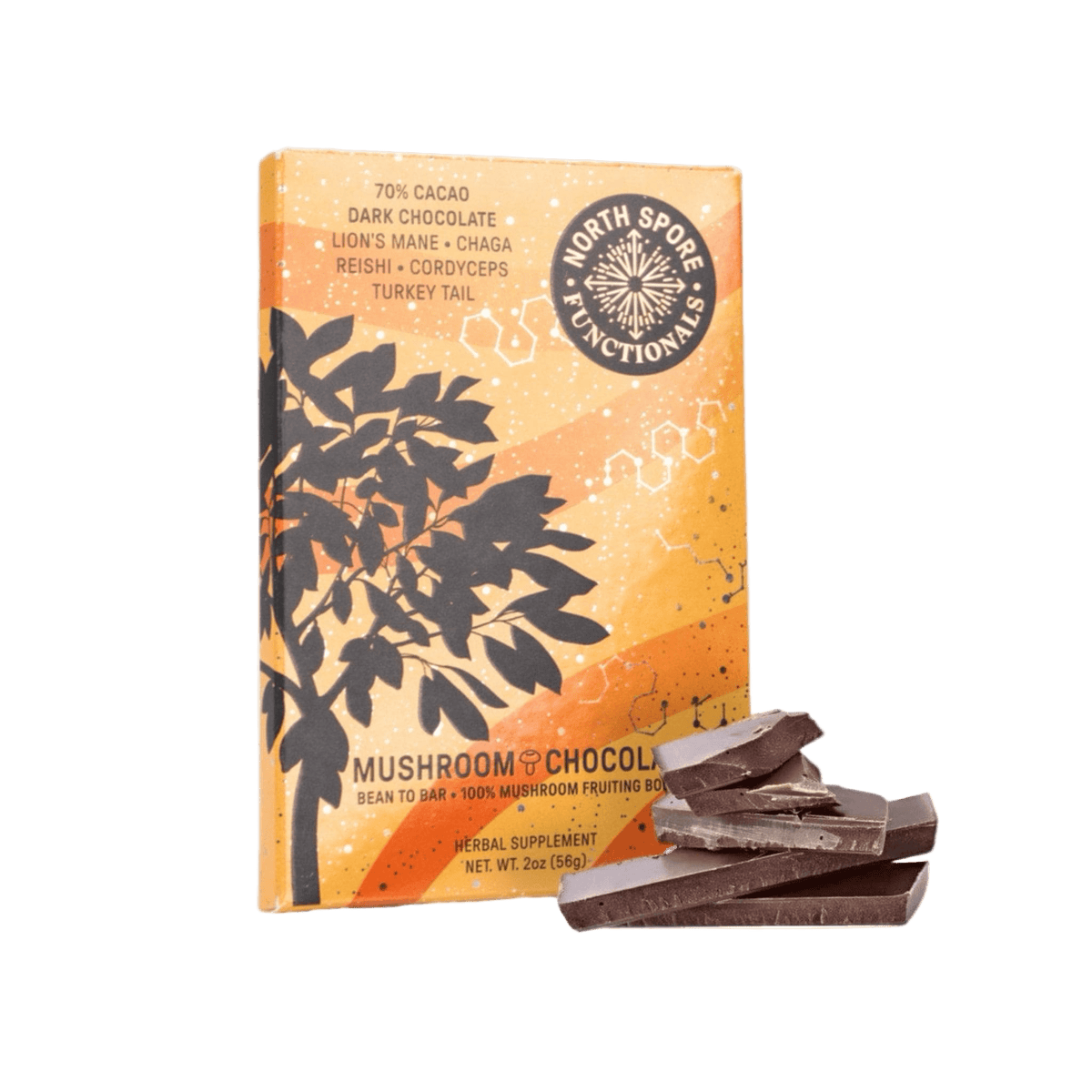 Functional 5 Mushroom Blend 70% Dark Chocolate Bar