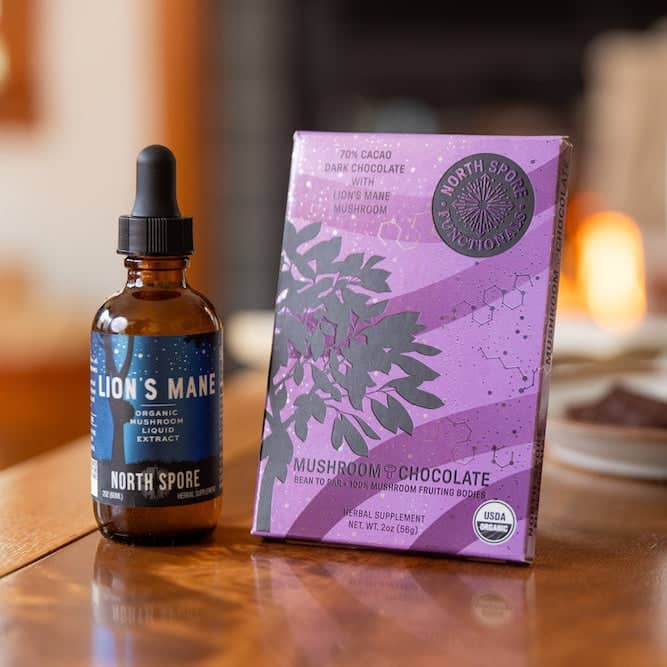 Lion's Mane Mushroom Tincture & Chocolate Wellness Set
