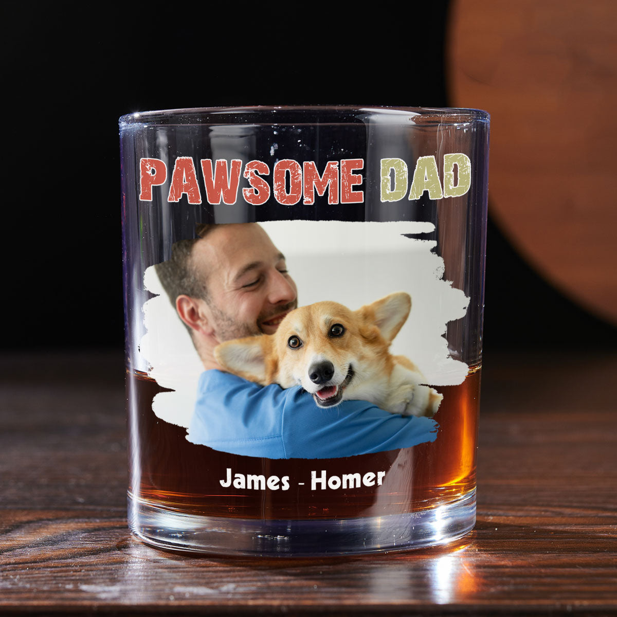 Pawsome Dad Photo - Personalized Whiskey Glass