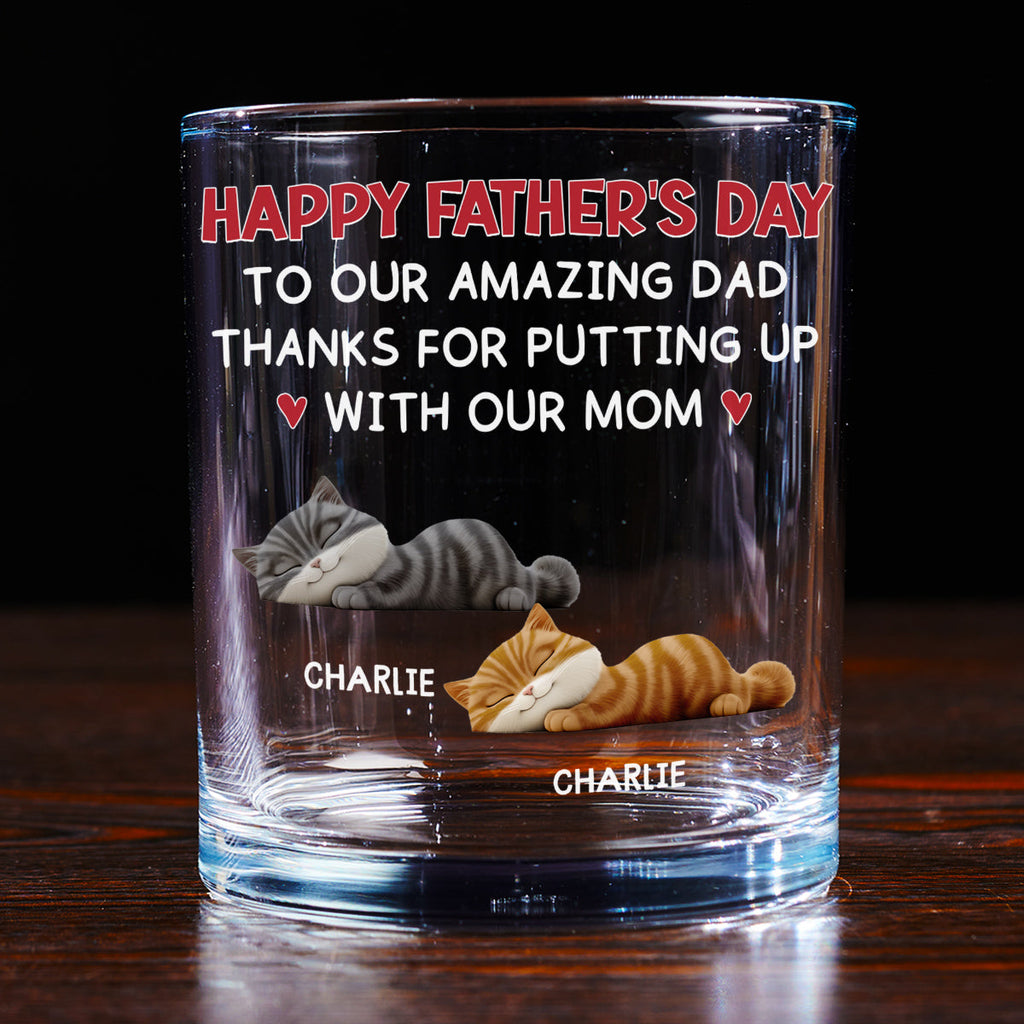Putting Up With Cat Mom Mum - Personalized Whiskey Glass