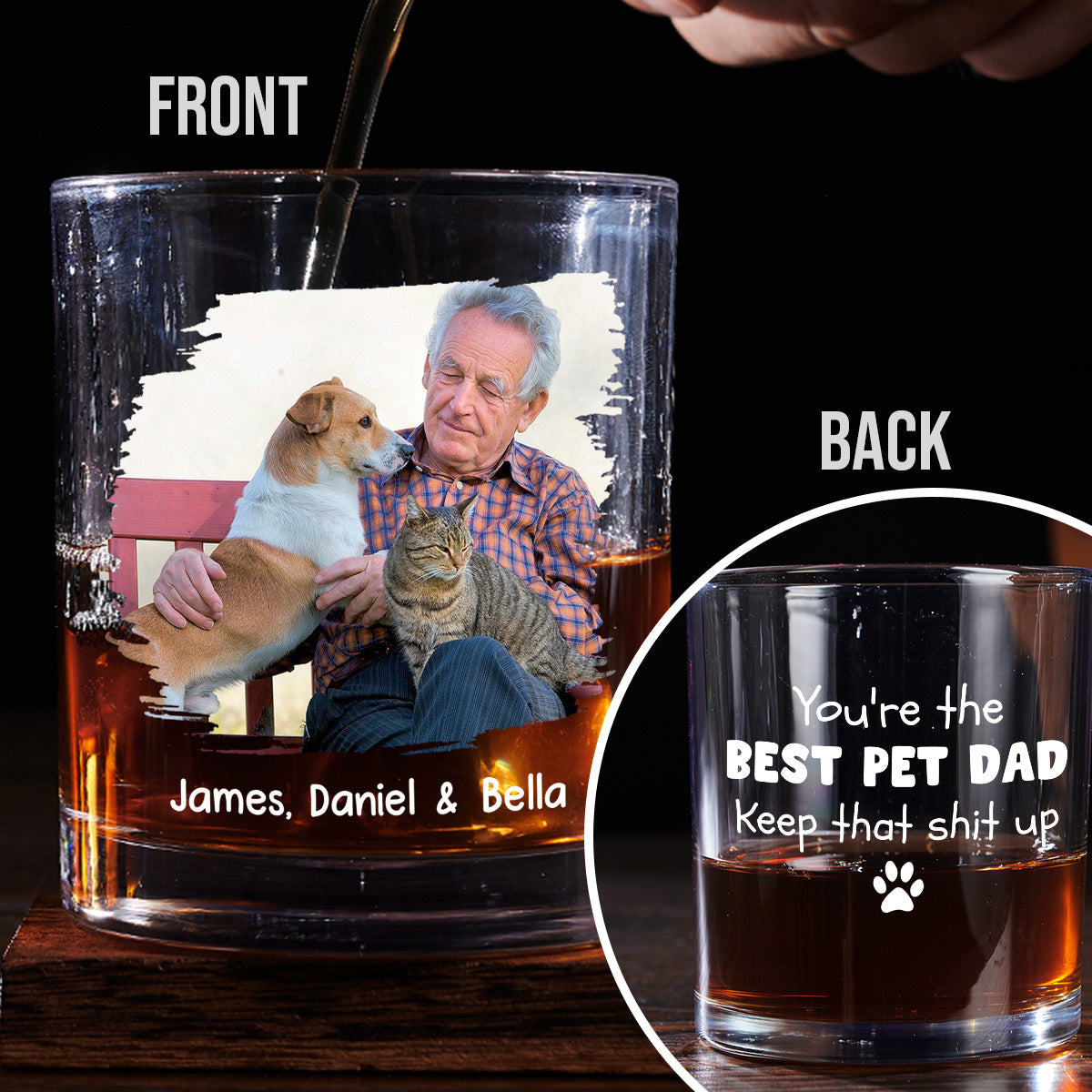 Keep That Shit Up Pet Photo Ver - Personalized Whiskey Glass
