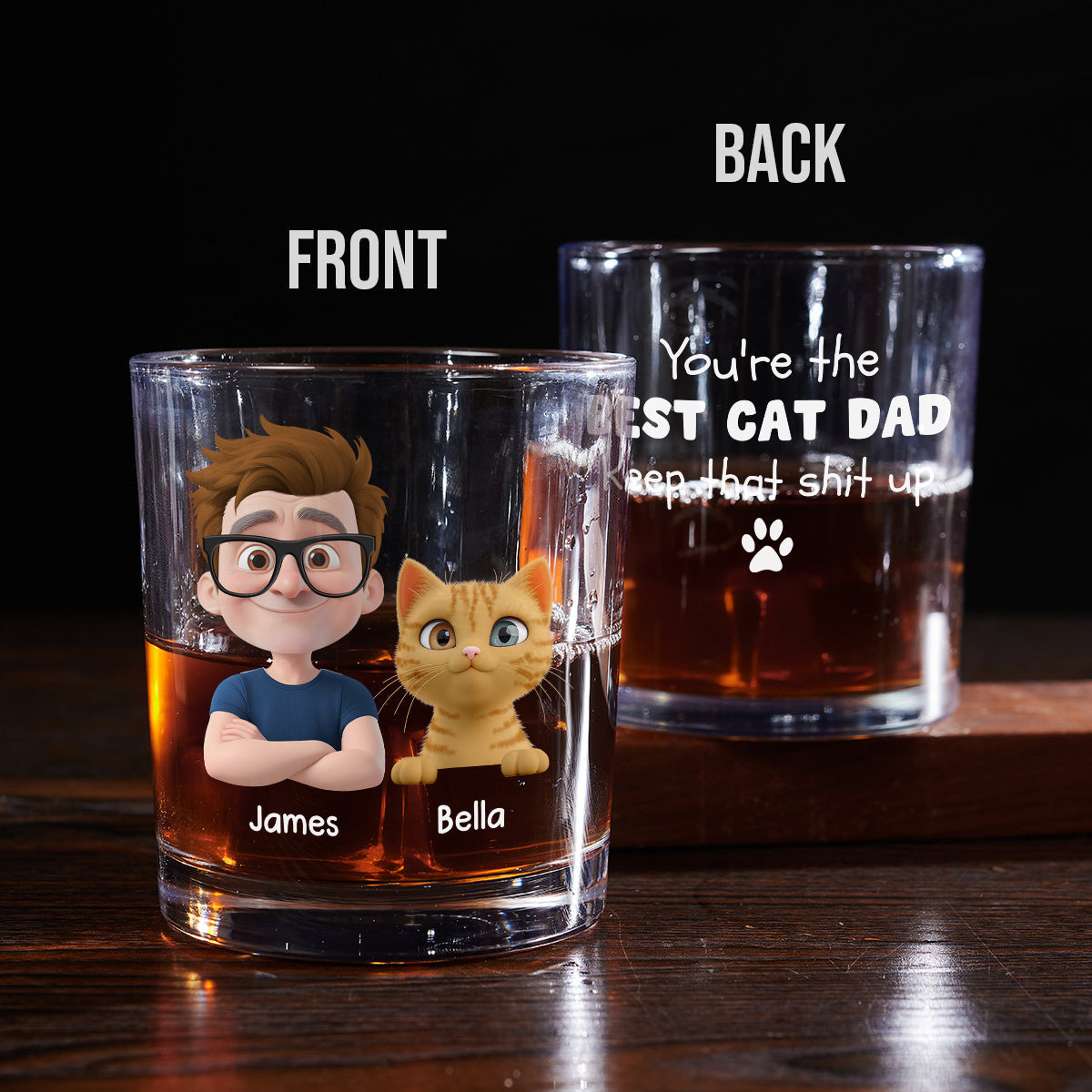 Keep That Shit Up Cat Ver - Personalized Whiskey Glass