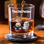 The Catfather Cartoon - Personalized Whiskey Glass