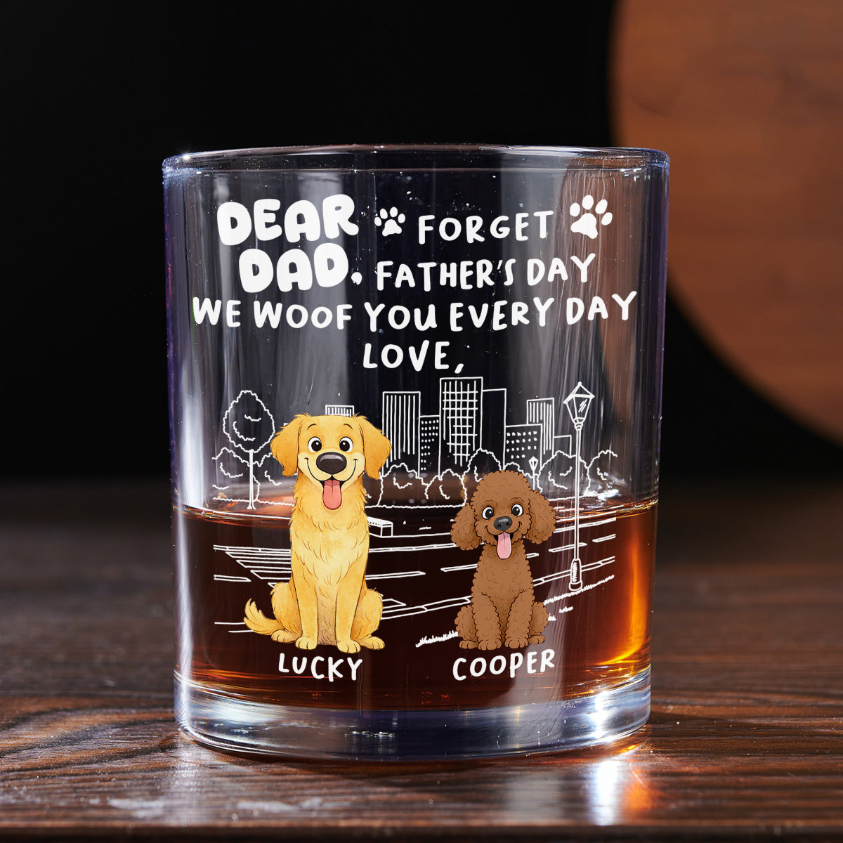 Forget Stylized Dog Dad - Personalized Whiskey Glass