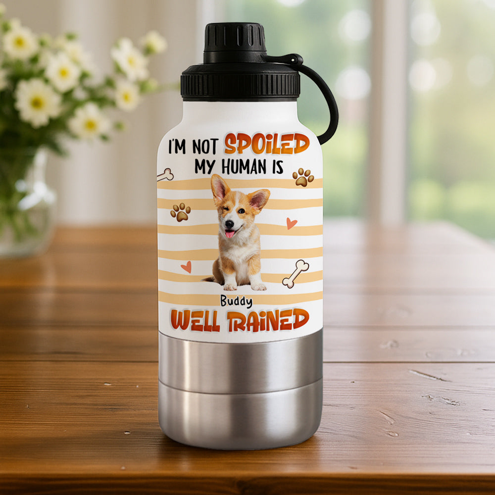 Well Trained Photo - Personalized 30oz Water Bottle With Pet Bowl