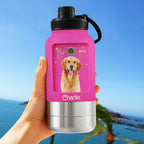 Best Dog Mom Photo - Personalized 30oz Water Bottle With Pet Bowl