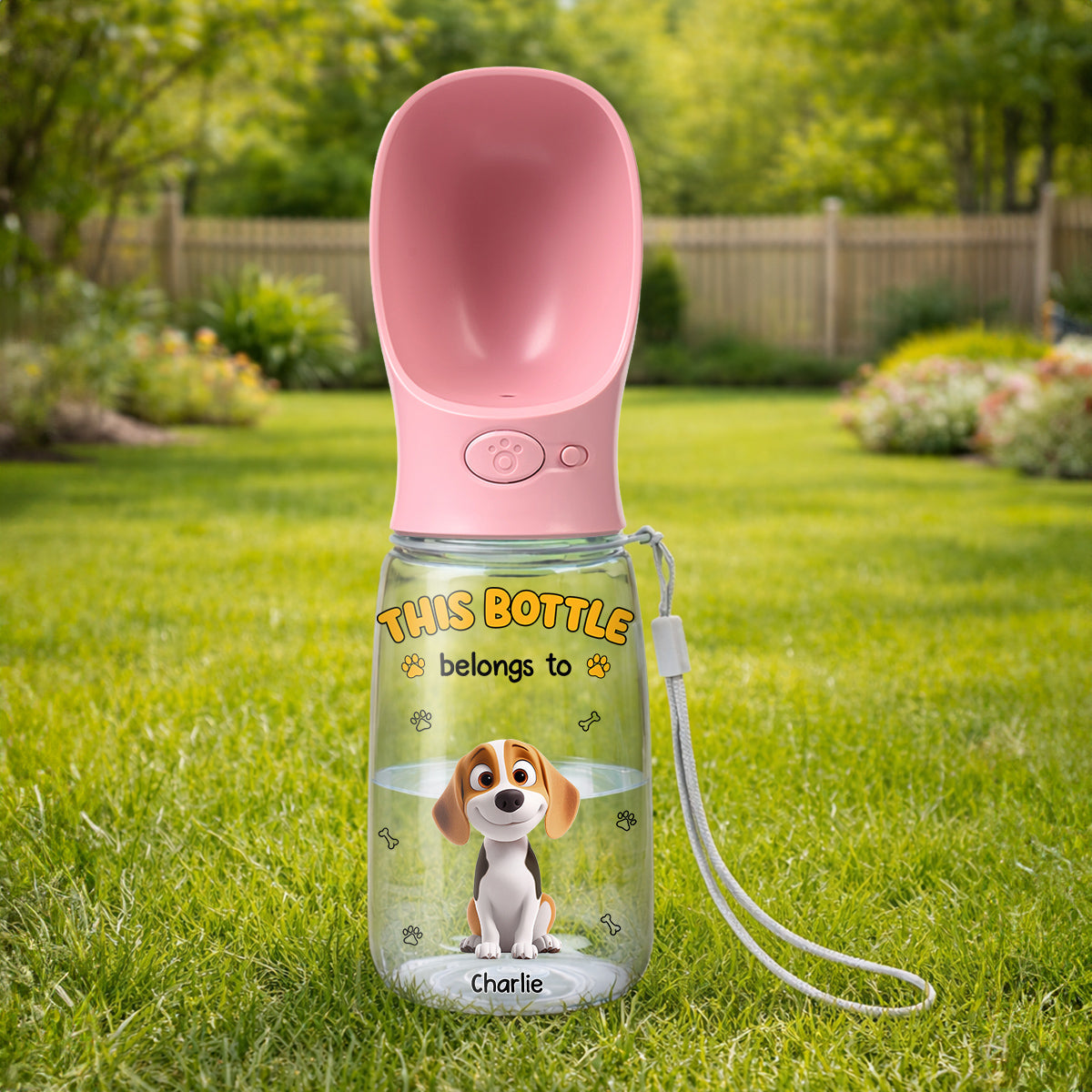 Belongs To - Personalized Pet Water Bottle With Drinking Feeder
