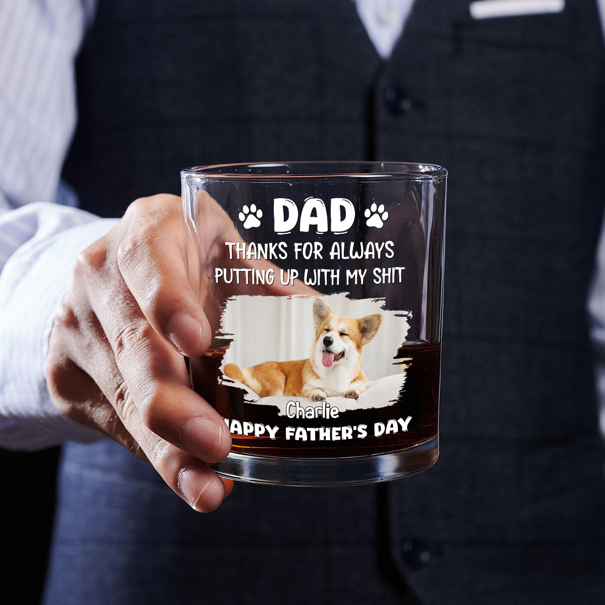 You Are The Best Putting Up Person Photo - Personalized Whiskey Glass