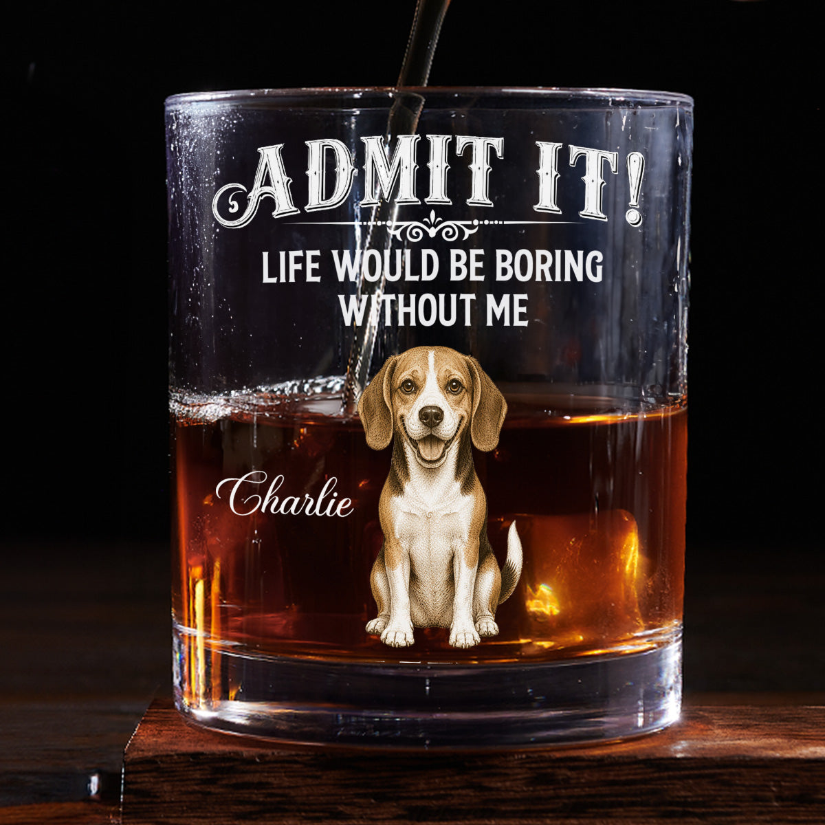 Admit It Retro Vintage - Personalized Whiskey Glass