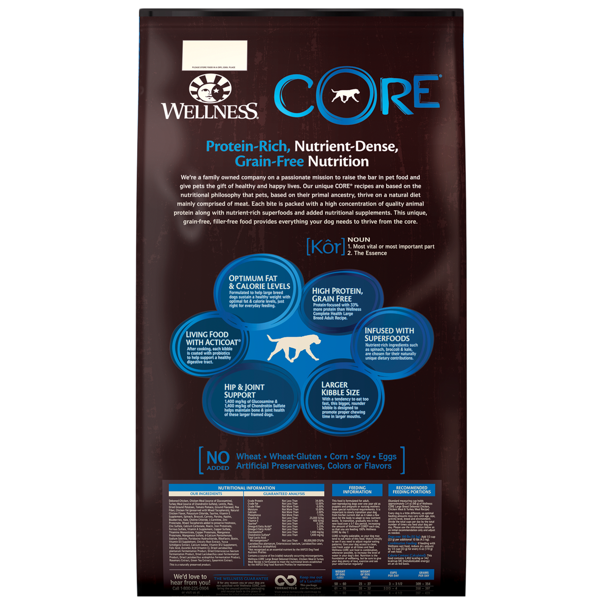 Wellness Core Dry Dog Food Grain Free Large Breed Original: Chicken & Turkey