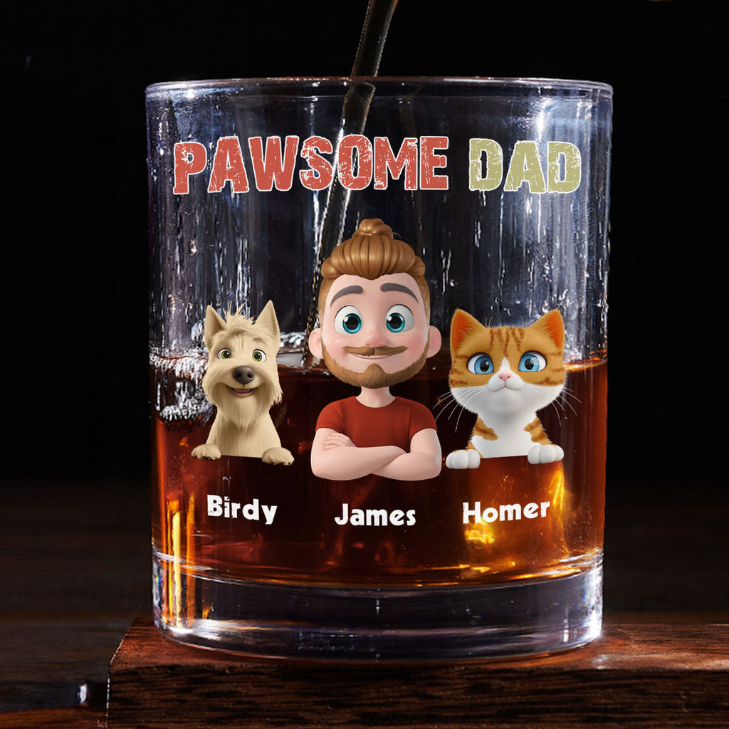 Pawsome Dad Version 2 - Personalized Whiskey Glass