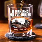A Man And His Pets Photo - Personalized Whiskey Glass