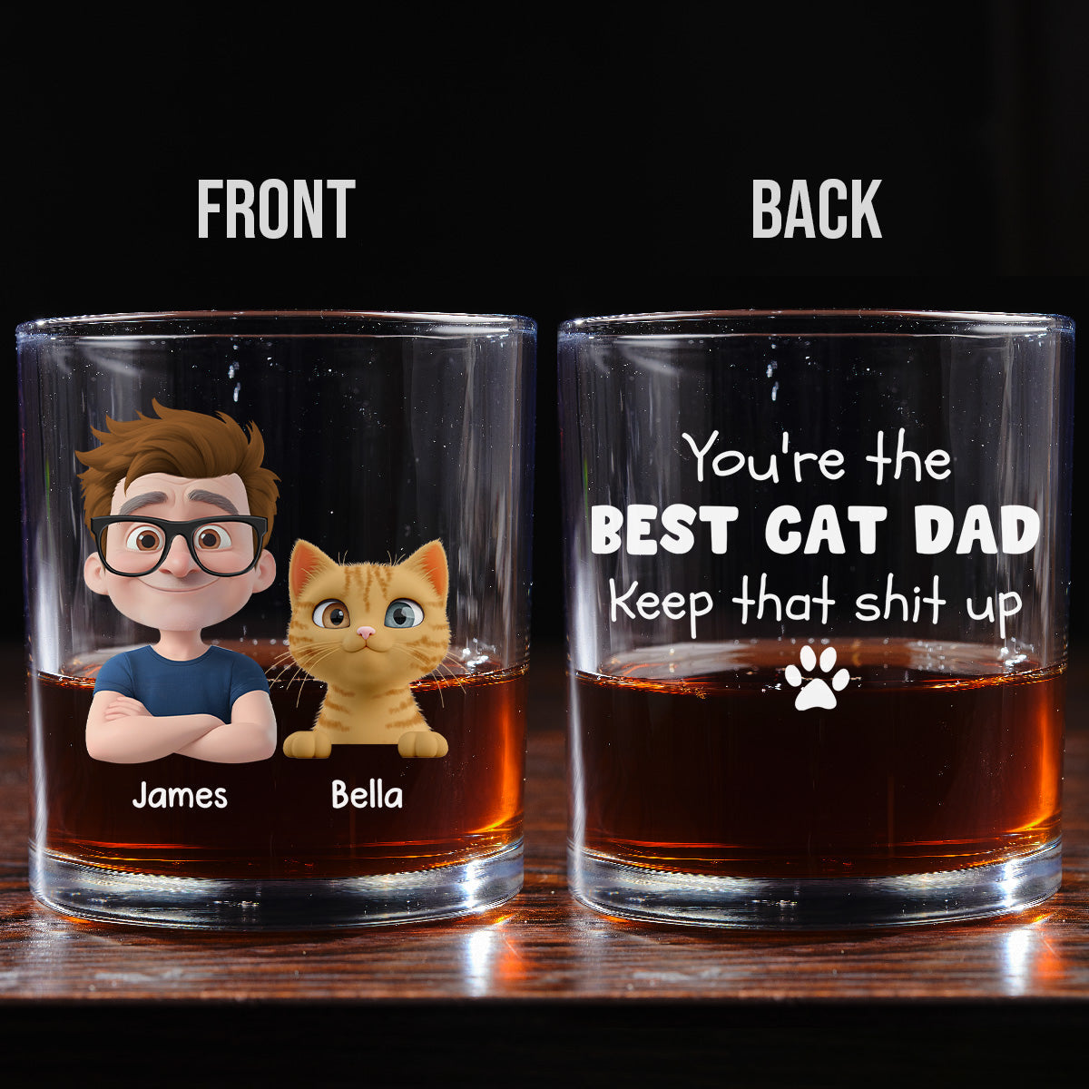 Keep That Shit Up Cat Ver - Personalized Whiskey Glass