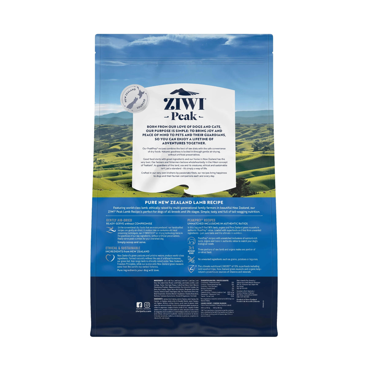 ZIWI Peak Air Dried Dog Food 1kg Lamb